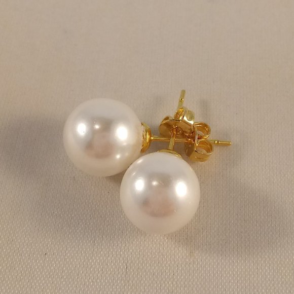 Jewelry | Natural 1mm Aaa White Akoya Shell Pearl Stud Earrings Yellow ...